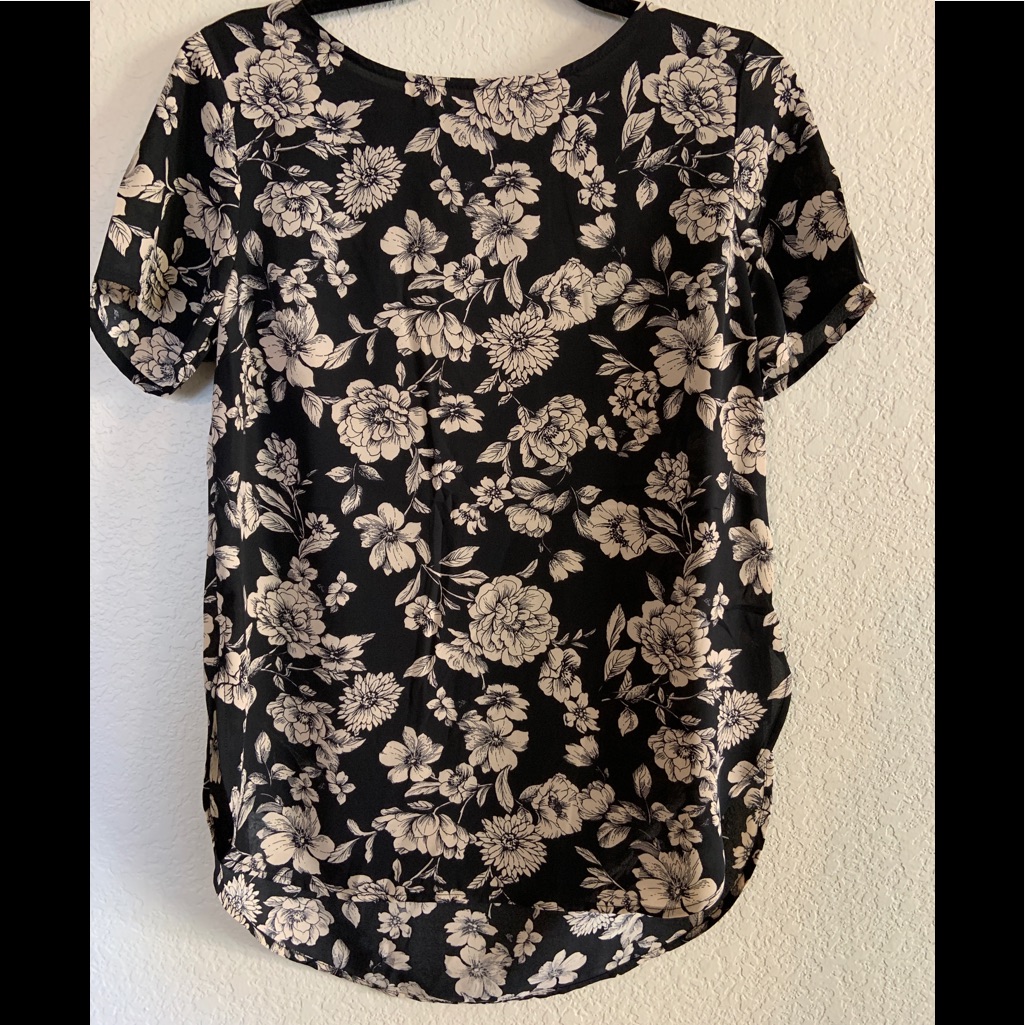 Black And White Floral Blouse